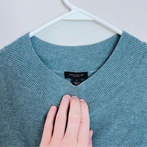 Ann Taylor Blue Crew Neck Sweater Ribbed Knit